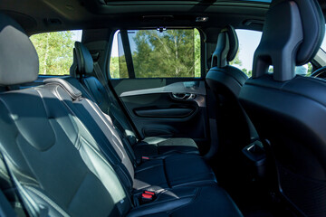 Canvas Print - Black car interior with eco leather