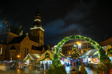 Poster - Entrance to Christmas Market on Dome Square, Riga Latvia