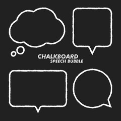 Poster - Hand drawn on chalkboard speech bubbles set. Talking bubble. Modern illustration.