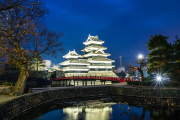 Sticker - Matsumoto Castle at night, Matsumoto, Nagano Prefecture, Japan