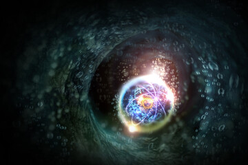 Wall Mural - atomic particle 3d illustration