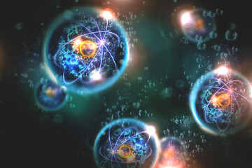 Wall Mural - atomic particle 3d illustration