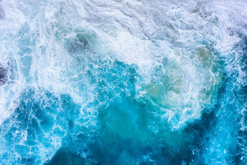  Ocean waves as a background. Blue water background from top view. Seacape from drone. Bali, Indonesia. Travel image