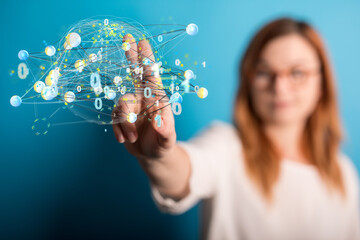 Poster - Cloud technology. Polygonal wireframe art looks like constellation