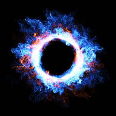 Poster - abstract neon flame, smoke and plasma effect around a circle. perfect for logo placement or content 