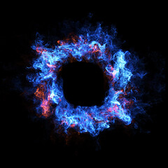 Poster - abstract neon flame, smoke and plasma effect around a circle. perfect for logo placement or content 
