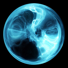 Poster - abstract sphere with smoke effect. x-ray effect. blue orb with wisp inside. 3d render