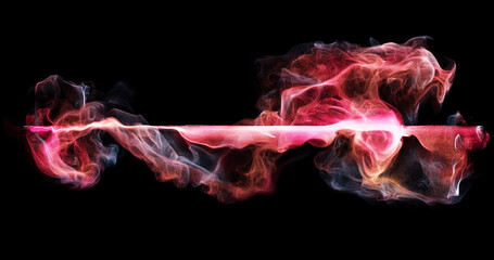 Poster - wisps, line of red colored smoke billow and swirl