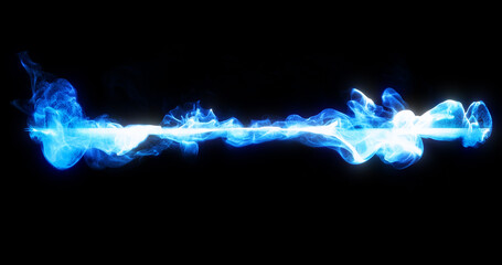 Poster - wisps, line of blue colored smoke billow and swirl