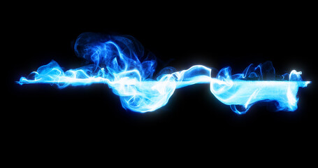 Poster - wisps, line of blue colored smoke billow and swirl