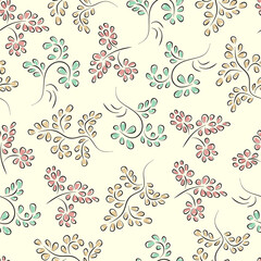  Leaves seamless pattern. Floral seamless background. Vintage background.
