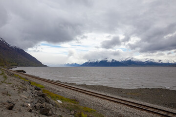 Poster - Alaska Railroad track in Turnagain Arm