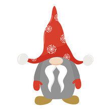 Cute Christmas Scandinavian Gnome. Stock Vector Illustration.