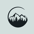 circle shape mountain forest silhouette
