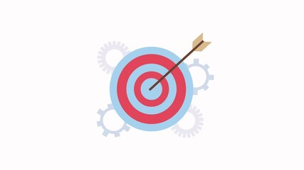 Wall Mural - target and arrow with gears business successful animation