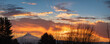 Mt Hood with colorful clouds at winter morning panoramic view