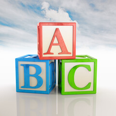Poster - ABC Blocks on Cloud Background. 3D Rendering