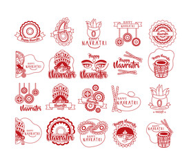 Poster - bundle of happy navratri celebration set icons