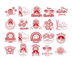 Poster - bundle of happy navratri celebration set icons