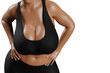 © PixlMakr - Young slim woman with big breasts in black sportswear