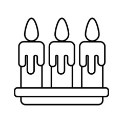 Sticker - happy merry christmas candles line style icon