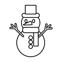 Canvas Print - happy merry christmas snowman line style icon