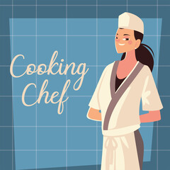 Poster - female chef standing worker professional restaurant