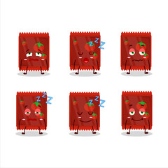 Sticker - Cartoon character of ketchup sachet with sleepy expression