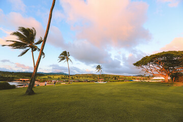 Wall Mural - Sunset at Kukuiula Harbor Beach, Kauai island, Hawaii
