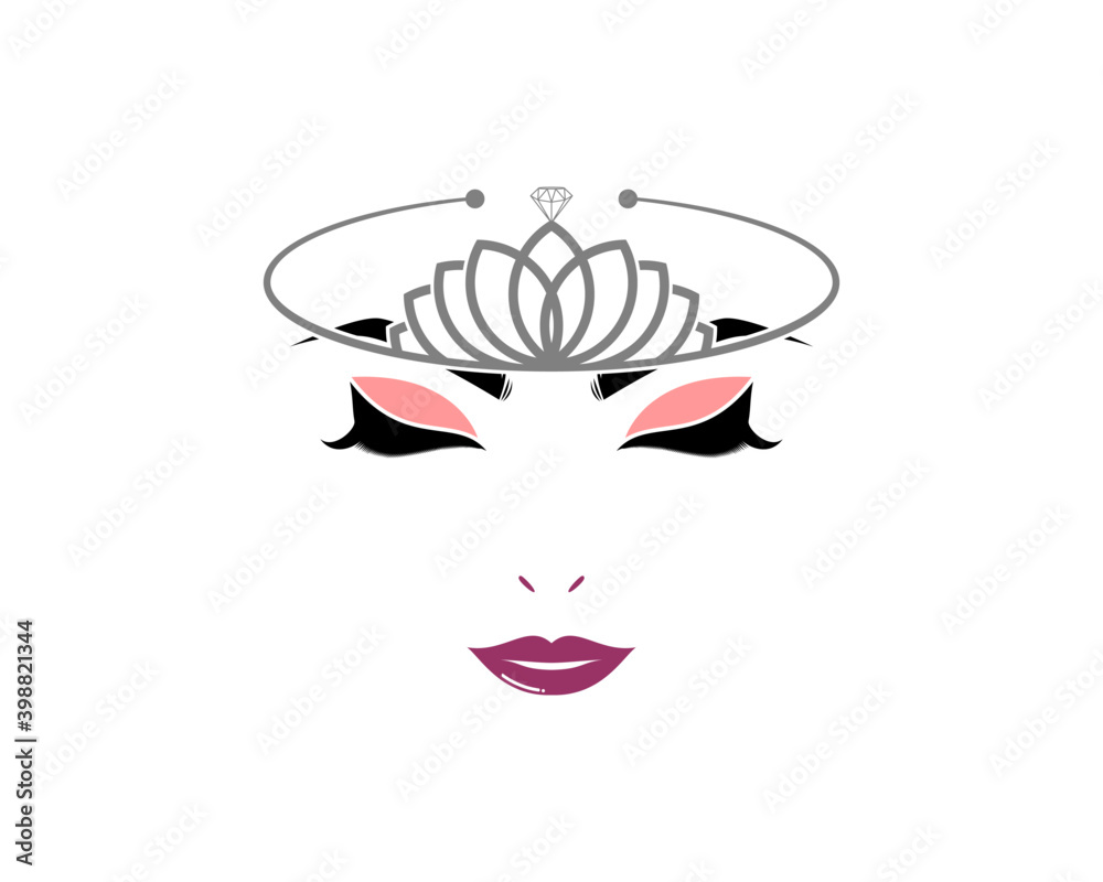 Beauty woman face with queen crown logo Stock Vector | Adobe Stock