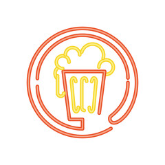 Sticker - beer drinks and beverage neon sign icon on white background