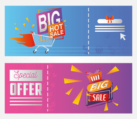 Canvas Print - special offer season, big hot sale shopping cart banners