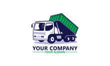 Modern Flat Isolated Garbage Truck Vector Logo Template Illustrations, Editable Eps 10