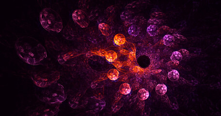Poster - 3d rendering abstract colorful fractal light background
