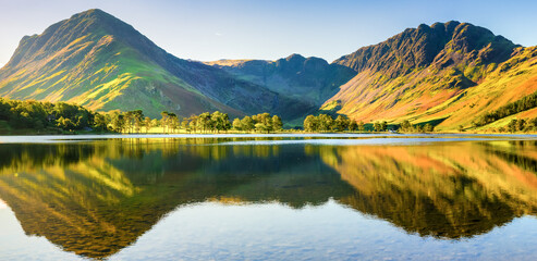 Poster - Beautiful morning panorama 
 of Buttermere lake in the Lake District. England