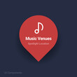 music venues map spotlight location vector Icon.