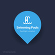 swimming pools map spotlight location vector Icon.