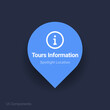 tours information map spotlight location vector Icon.
