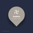 worship, buddhist, temples map spotlight location vector Icon.