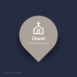 worship, church map spotlight location vector Icon.