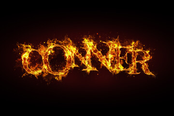 Conner name made of fire and flames