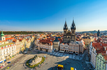 Sticker - Old Town square with Tyn Church in Prague, Czech Republic