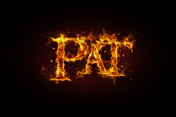 Pat name made of fire and flames