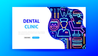 Canvas Print - Dental Clinic Neon Landing Page