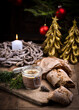 © Visionsi - Homemade liver pate in glass jars on rustic festive/christmas table with sourdough bread