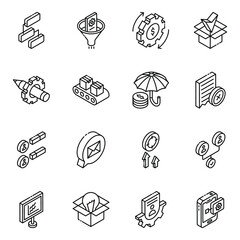 Wall Mural - 
Pack of Business Creativity Glyph Isometric Icons 
