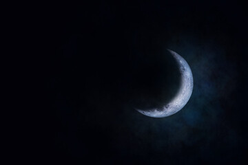 Wall Mural - half moon in space in night sky. (elements of this image furnished by nasa.)