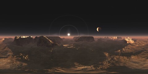 Wall Mural - sunset on Mars. HDRI . equidistant projection. Spherical panorama. panorama 360. environment map, 3d rendering