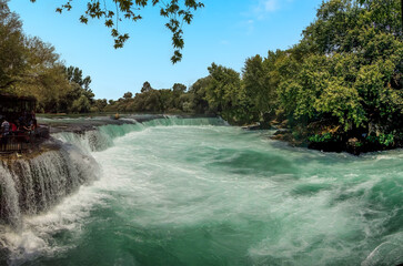 Wall Mural - A view towards the top of the Manavgat Falls on the Manavgat river near Side, Turkey in the summertime