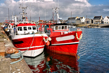 Wall Mural - Fishing boats at Guilvinec or Le Guilvinec, a commune in the Finistère department of Brittany in north-western France